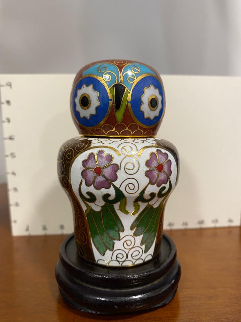 Gufi potiche in smalto cloisonné