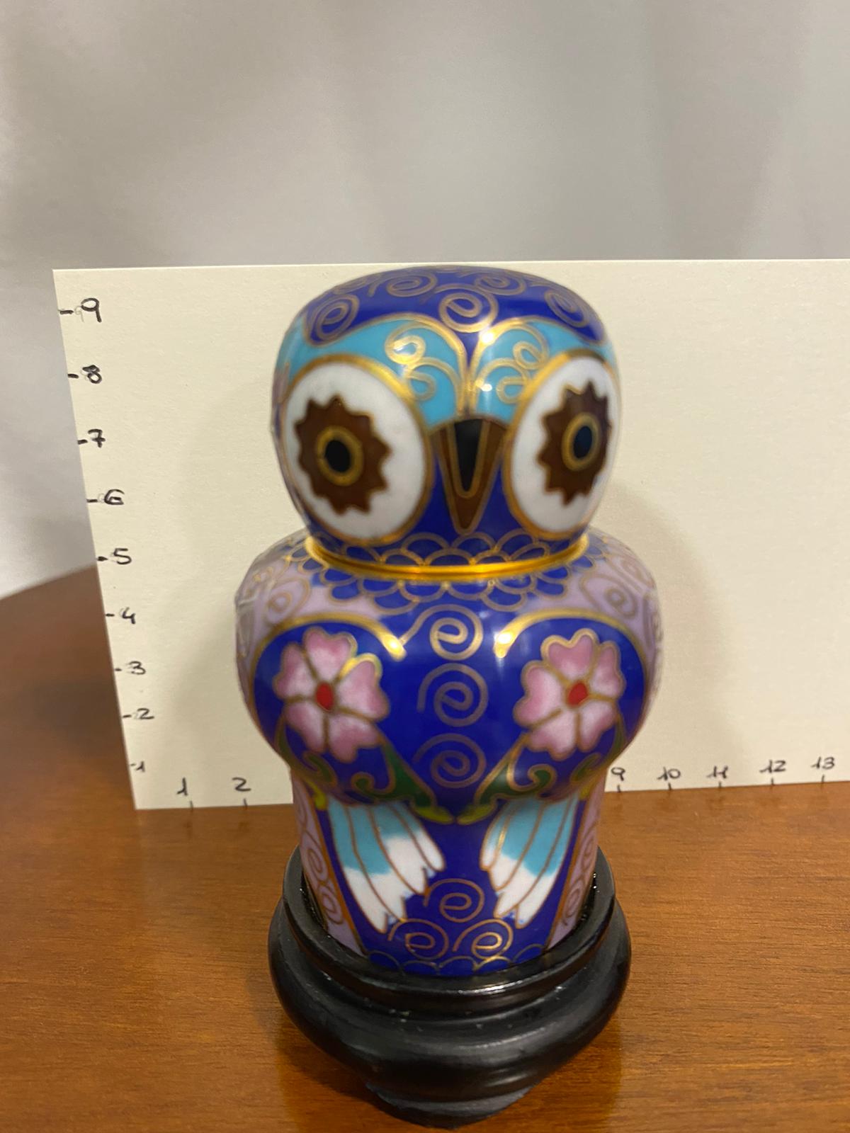 Gufi potiche in smalto cloisonné - immagine 2