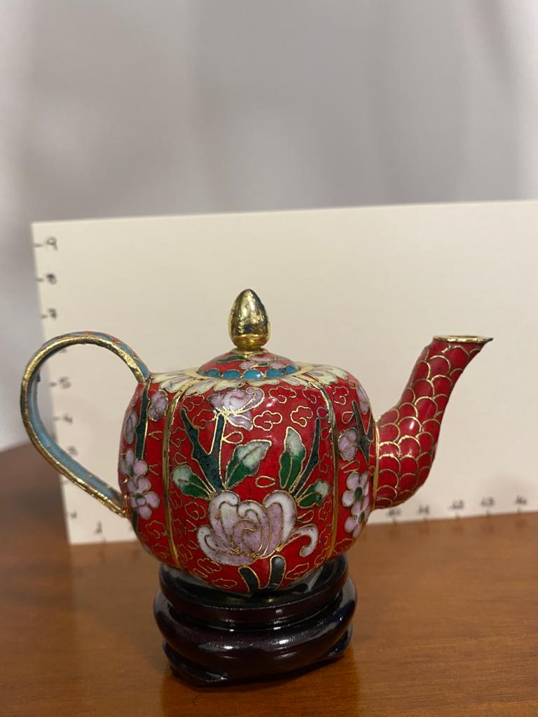Teiera in smalto cloisonné