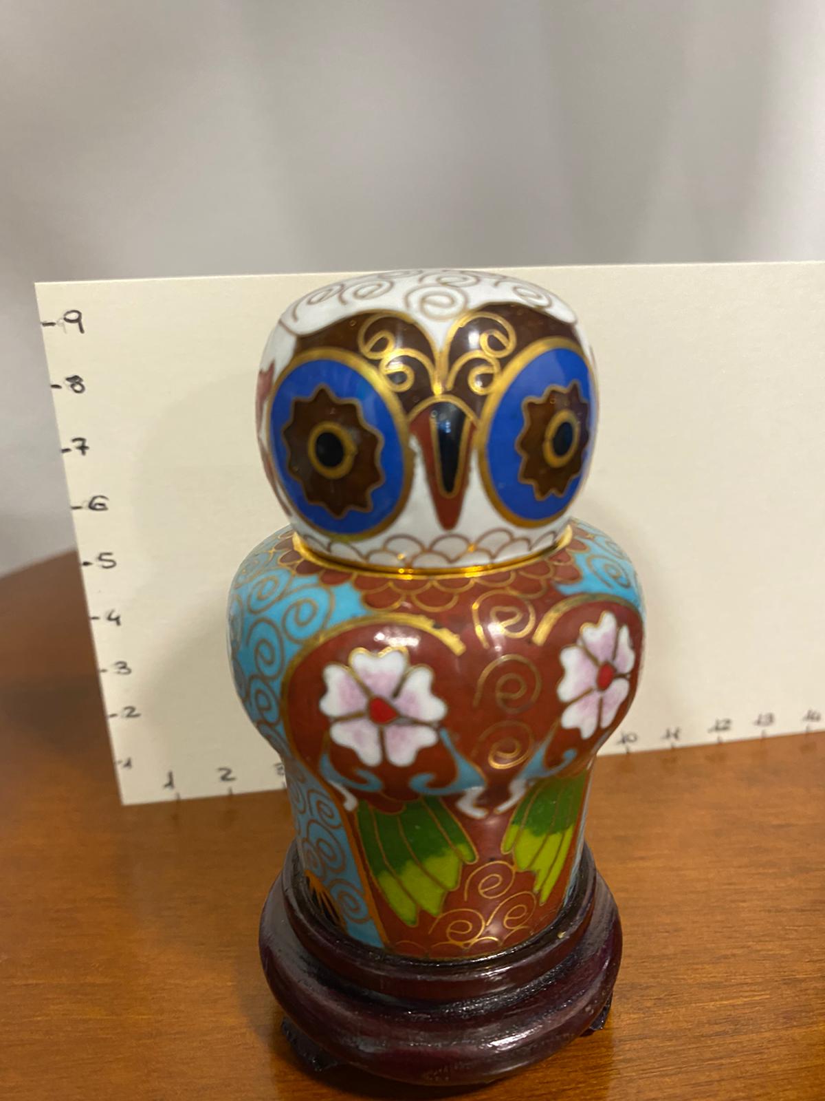 Gufi potiche in smalto cloisonné - immagine 3