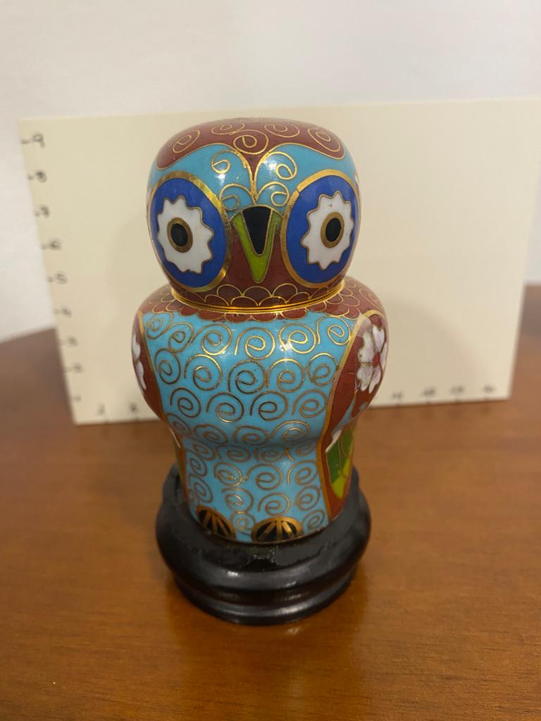 Gufi potiche in smalto cloisonné - immagine 2