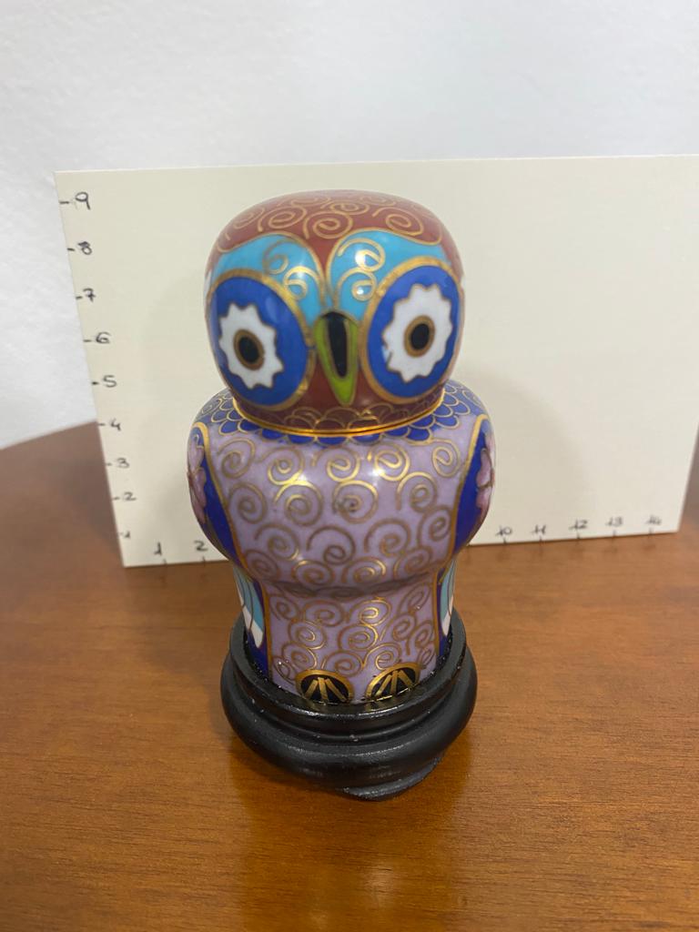 Gufi potiche in smalto cloisonné - immagine 4