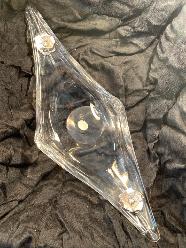 Centrotavola in vetro Murano c/fiori in argento