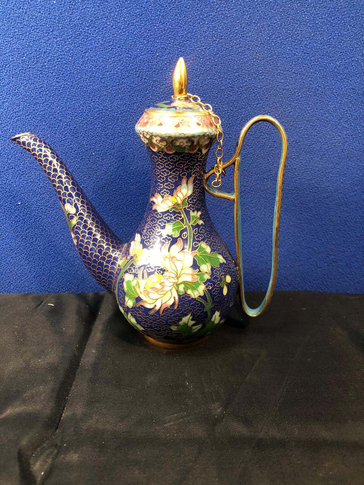 Teiera in smalto cloisonné