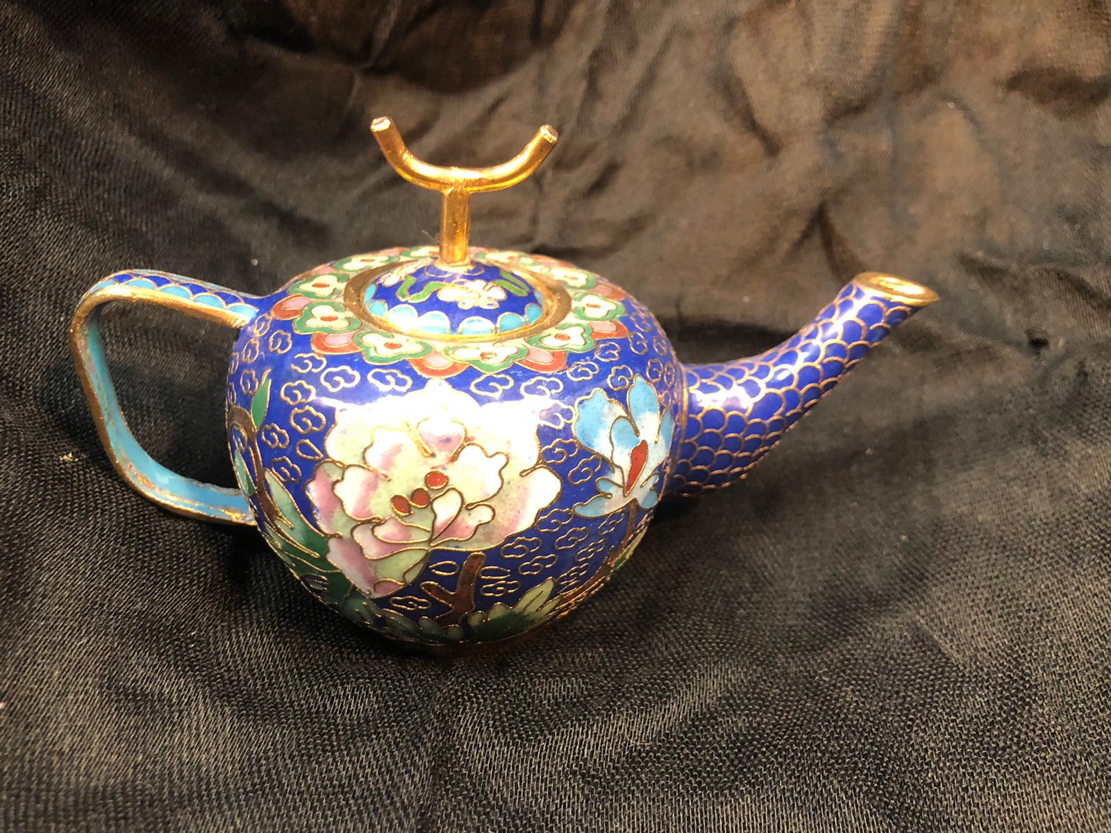 Teiera in smalto cloisonné