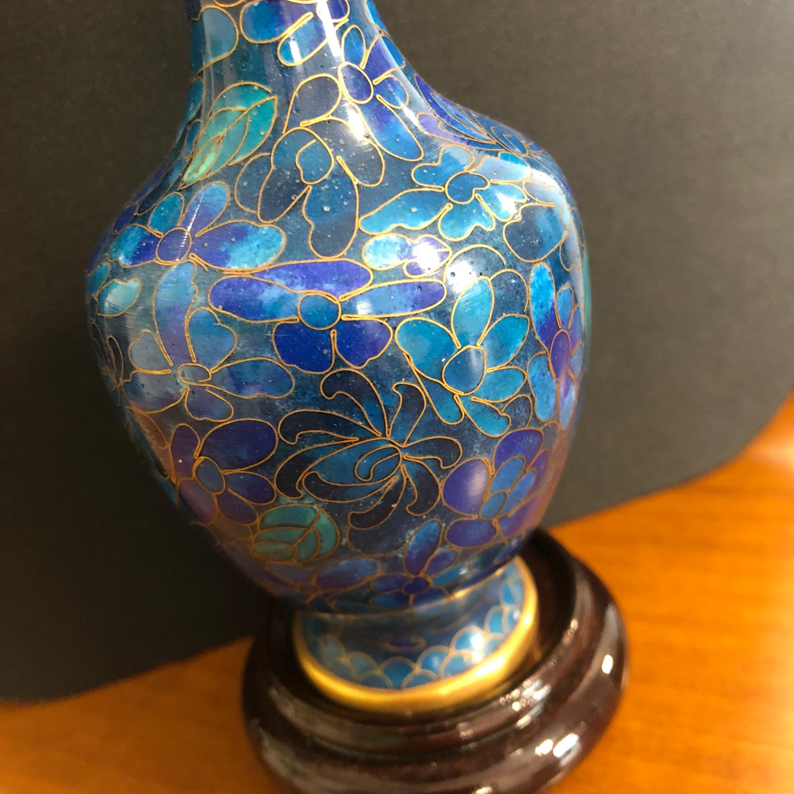 Piccolo vaso in cloisonné blu - immagine 3