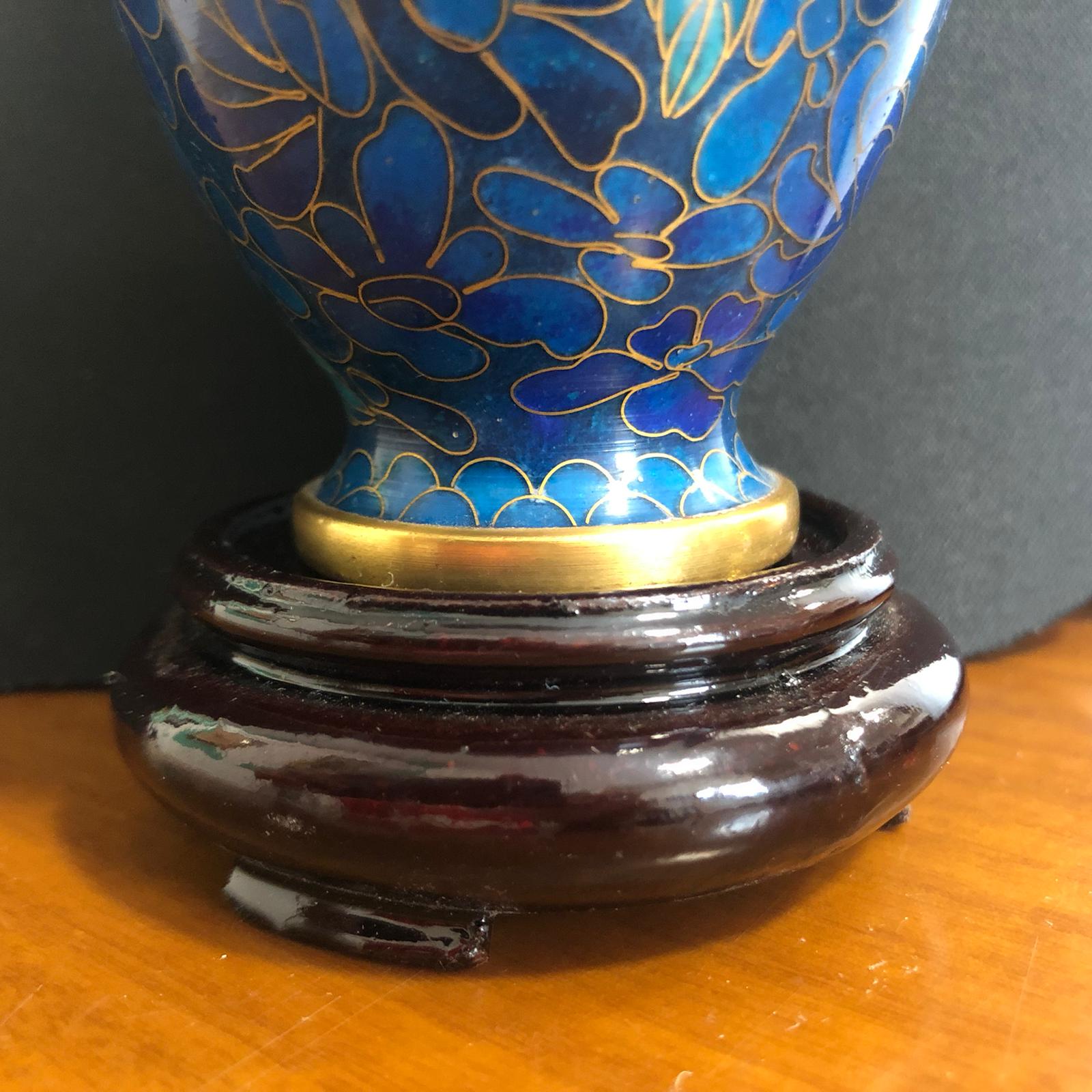 Piccolo vaso in cloisonné blu - immagine 2