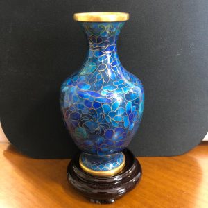 Piccolo vaso in cloisonné blu