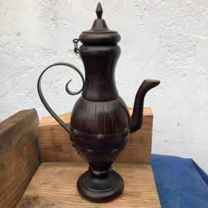 Teiera vintage in legno c/tappo e catenina