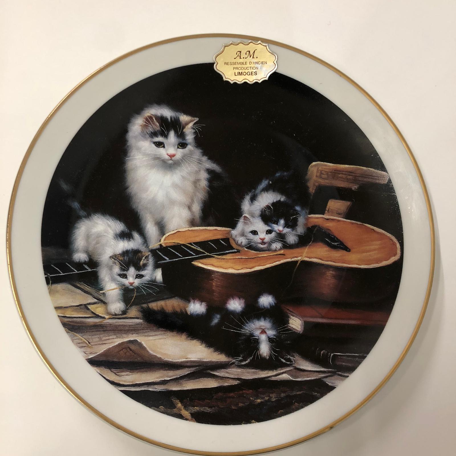Piatto a parete Limoges Cats Life Kittens