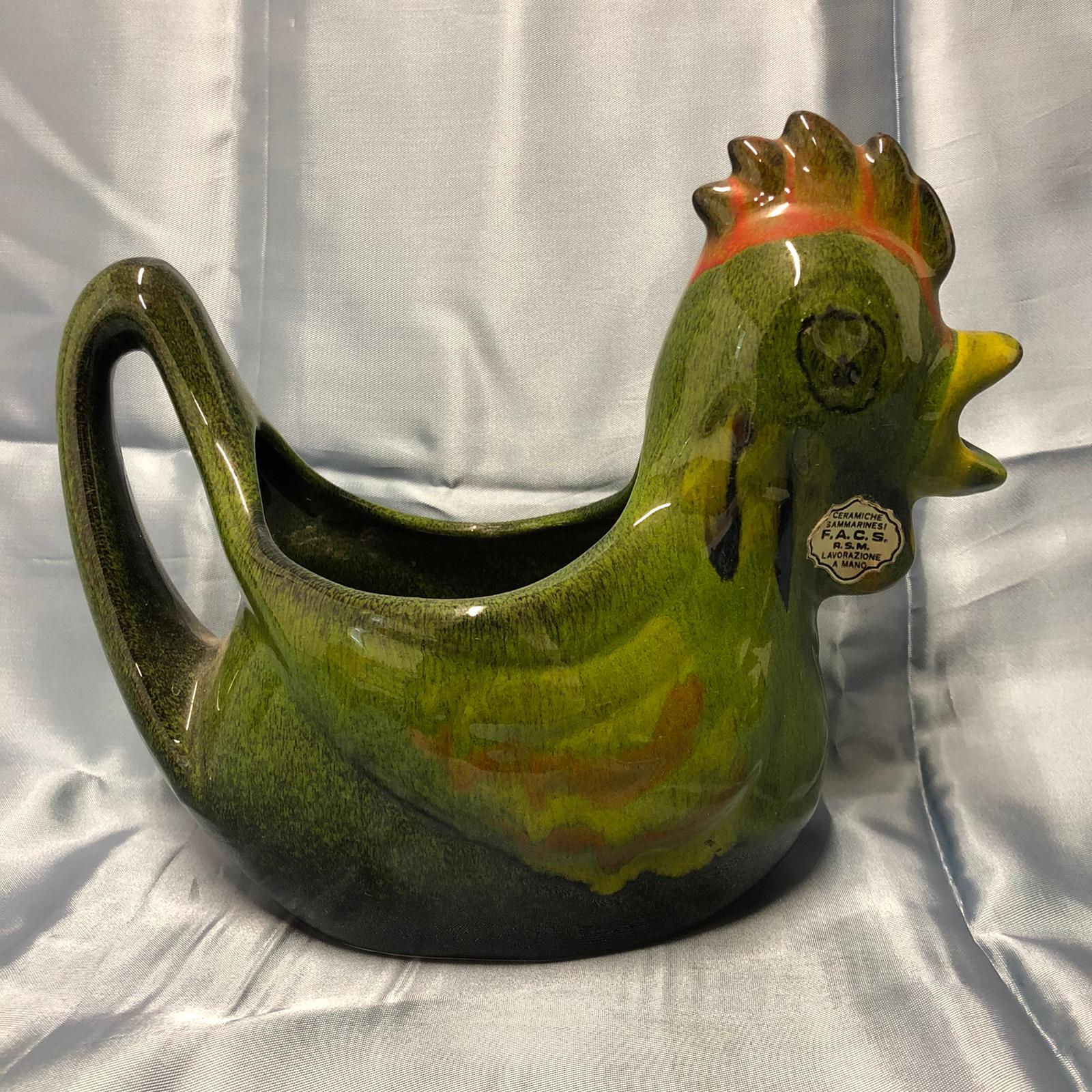 Vecchia caraffa in ceramica a forma di gallo - F.A.C.S.