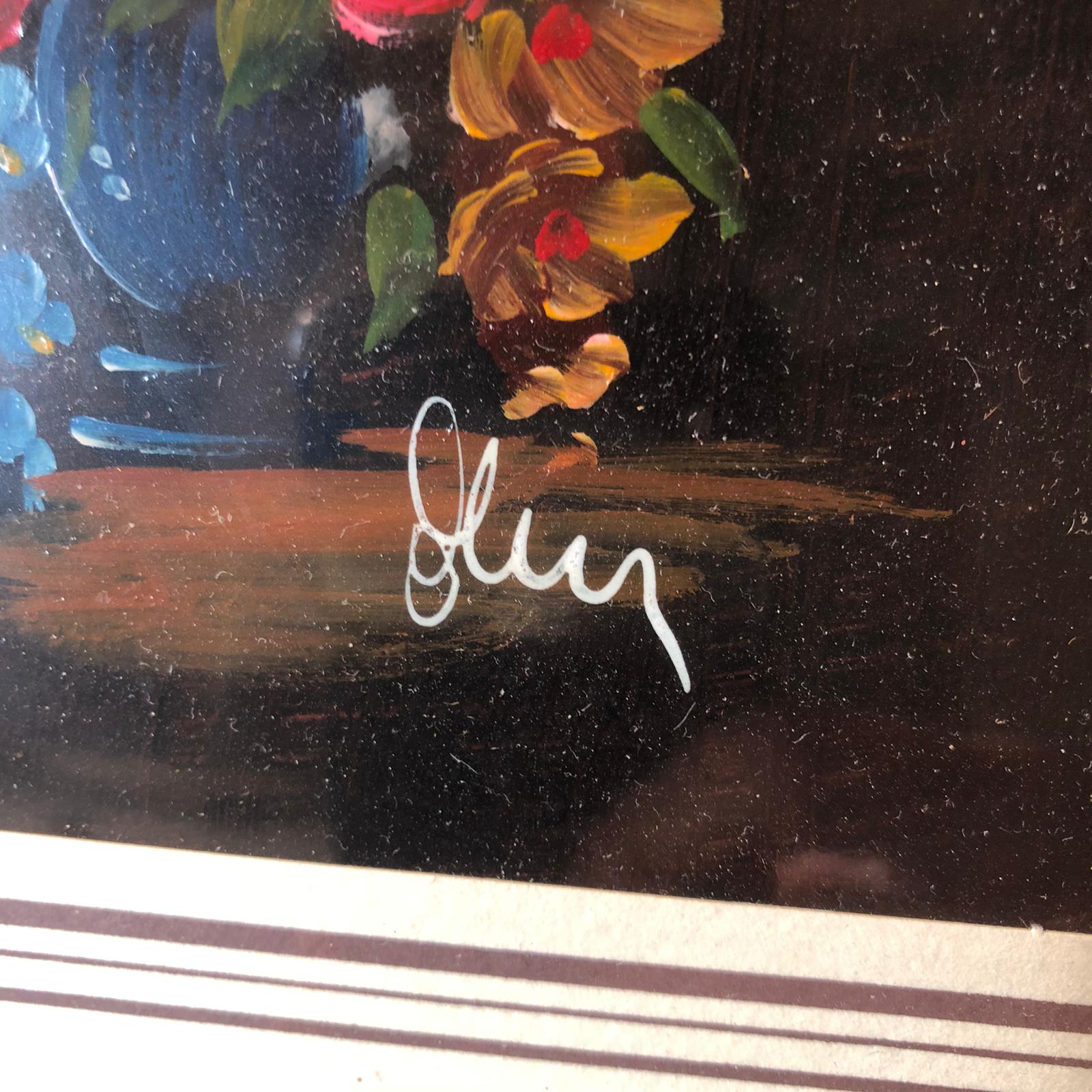 Due dipinti "fiori" su carta - firmati - immagine 4
