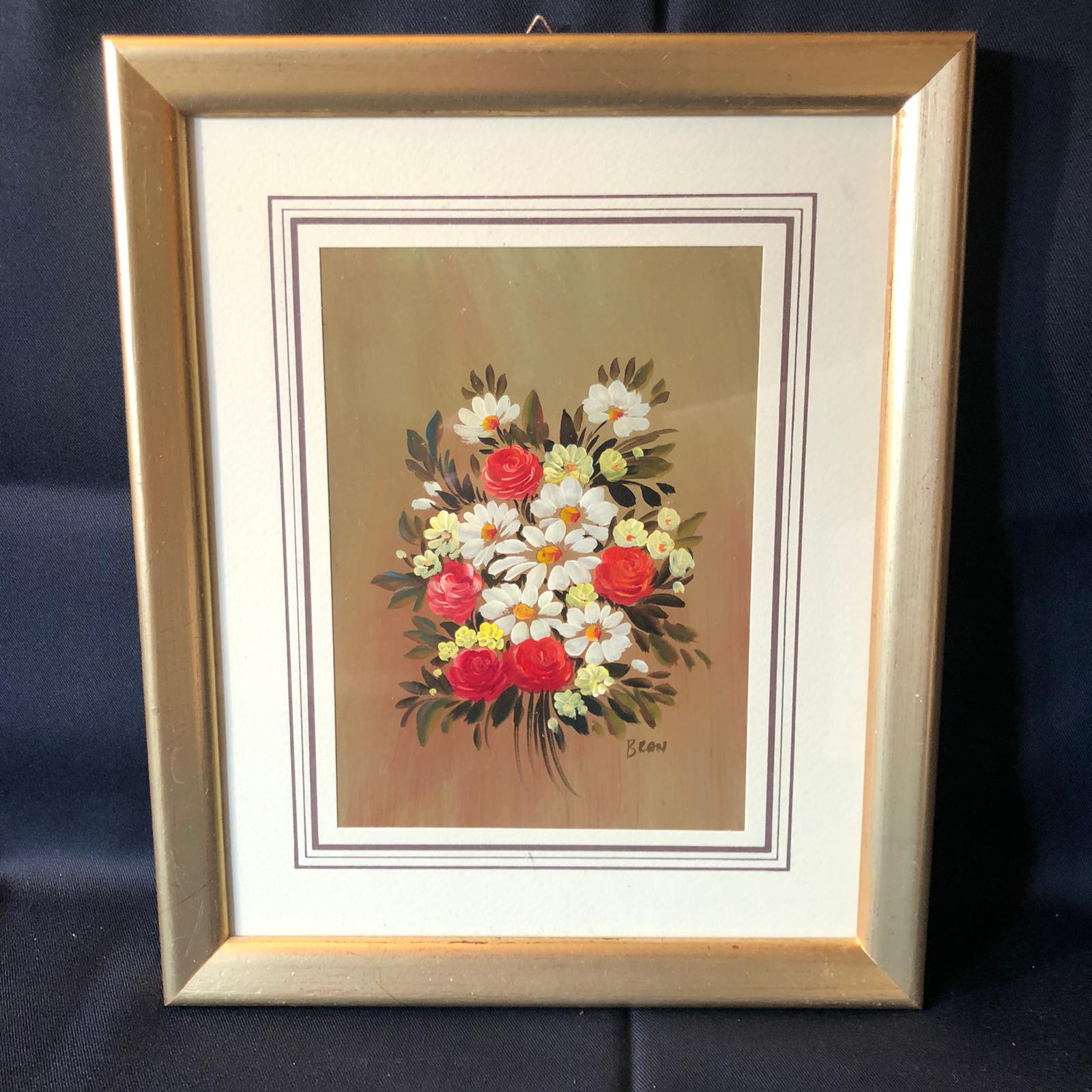Due dipinti "fiori" su carta - firmati - immagine 6