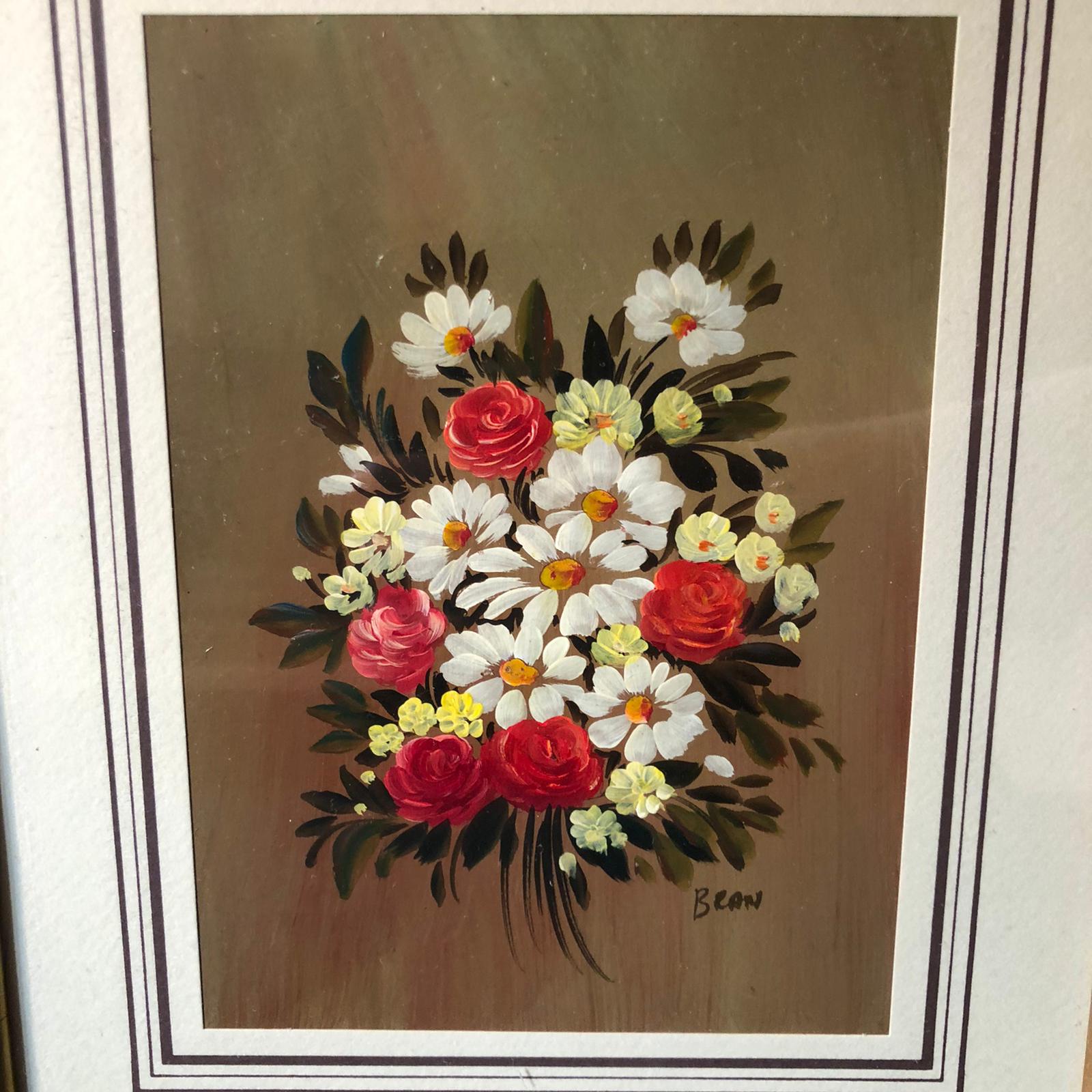 Due dipinti "fiori" su carta - firmati - immagine 7