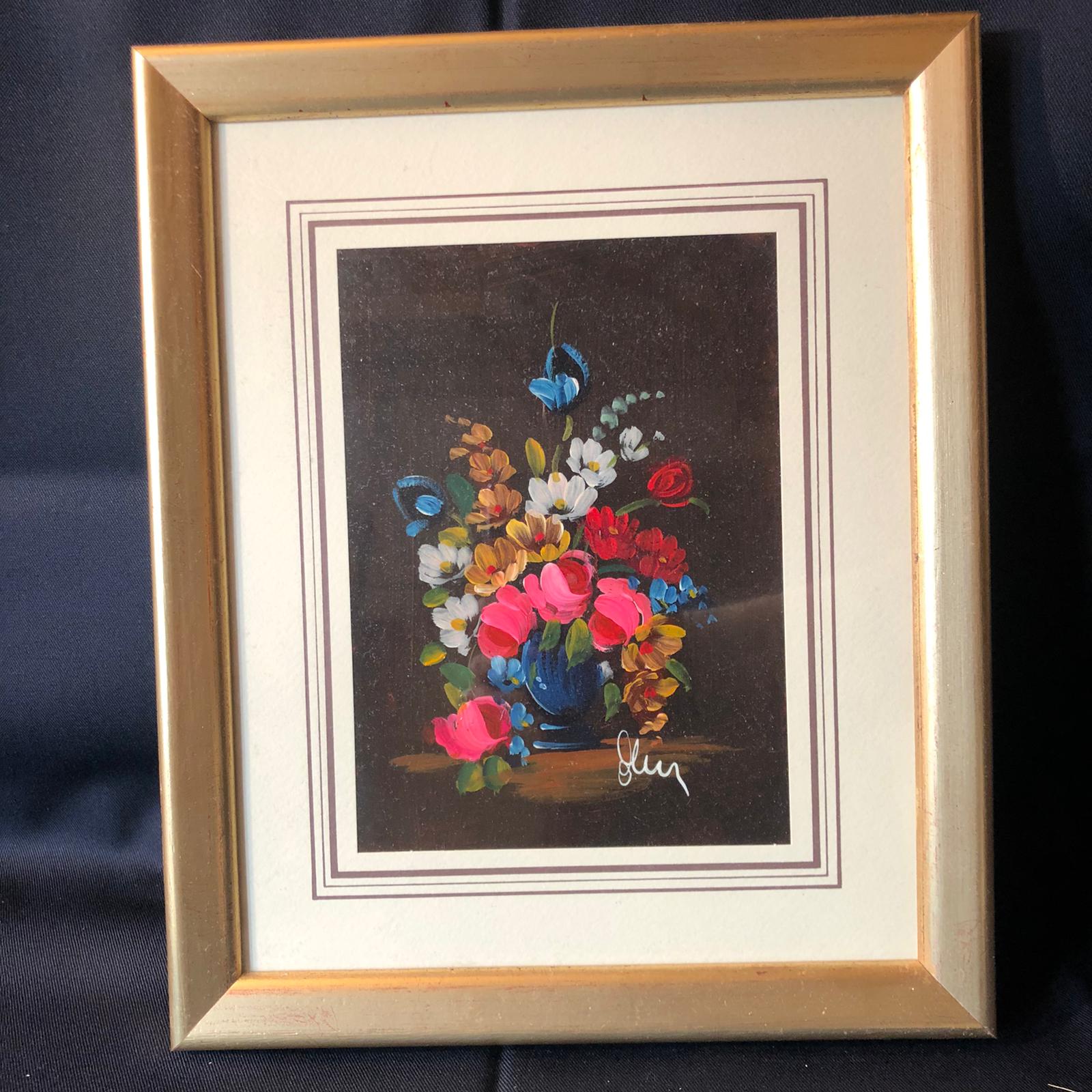 Due dipinti "fiori" su carta - firmati - immagine 2