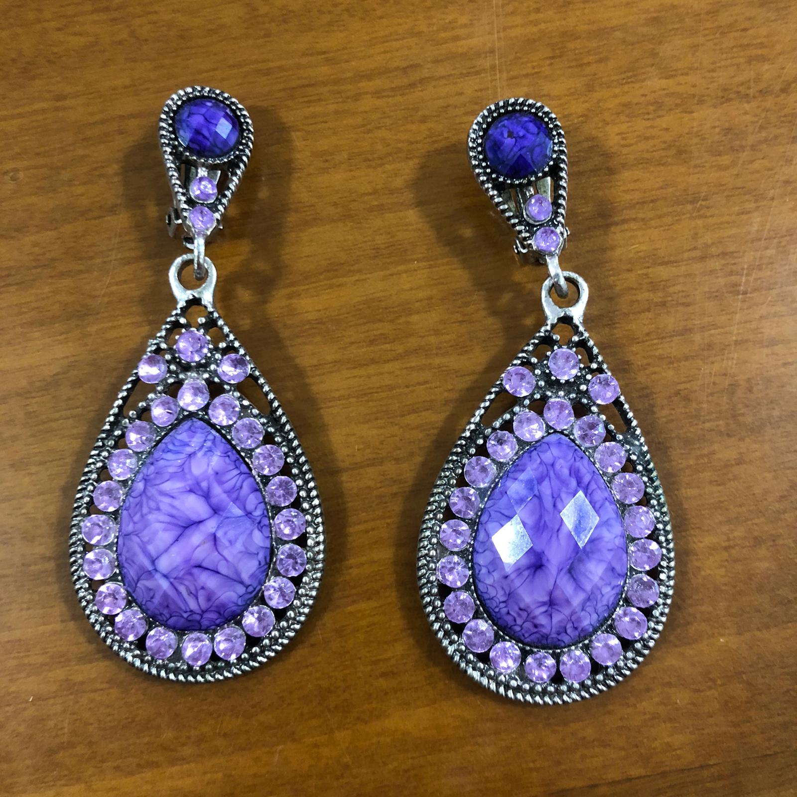 Orecchini a clip viola vintage