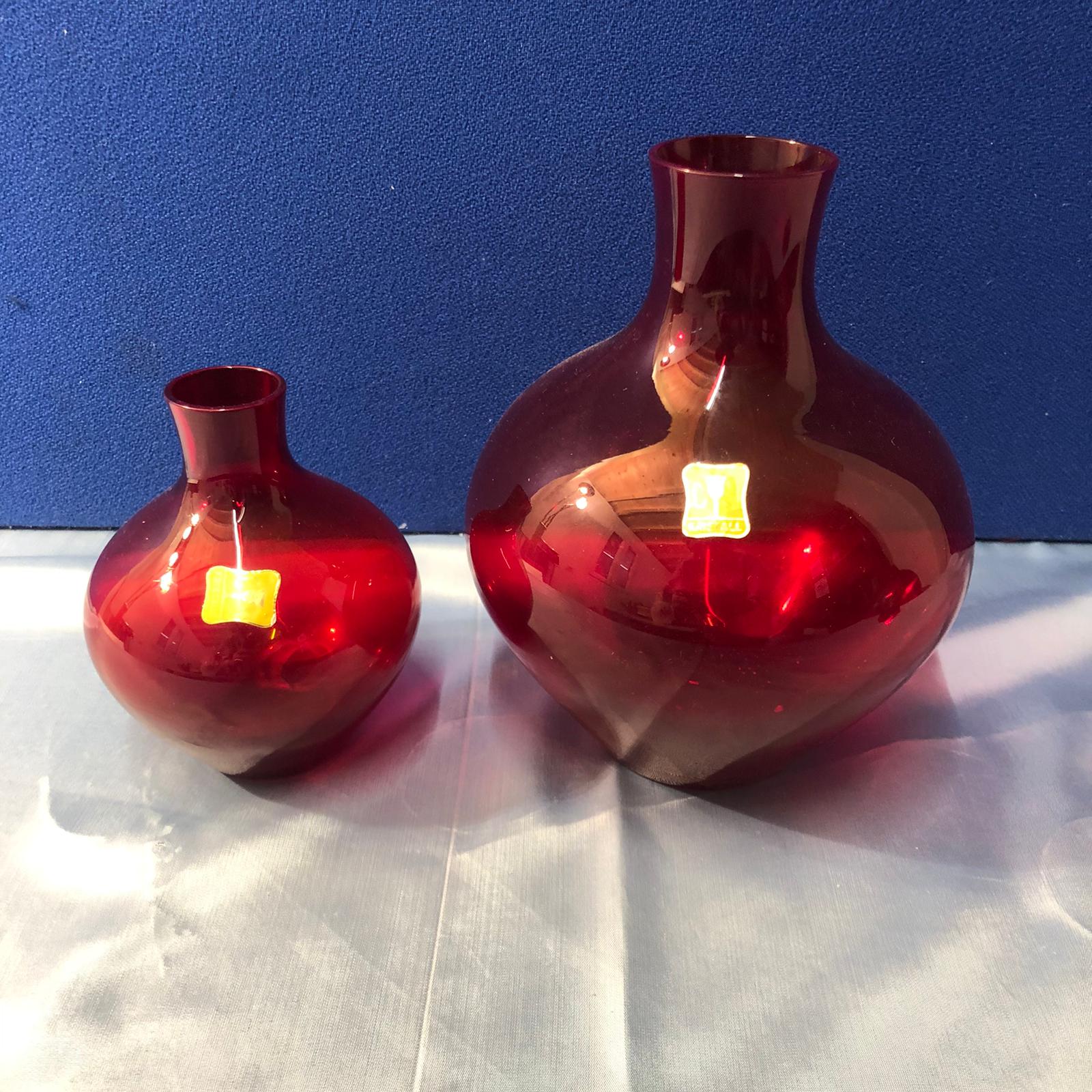 Coppia di vasi in vetro rosso - Kristal
