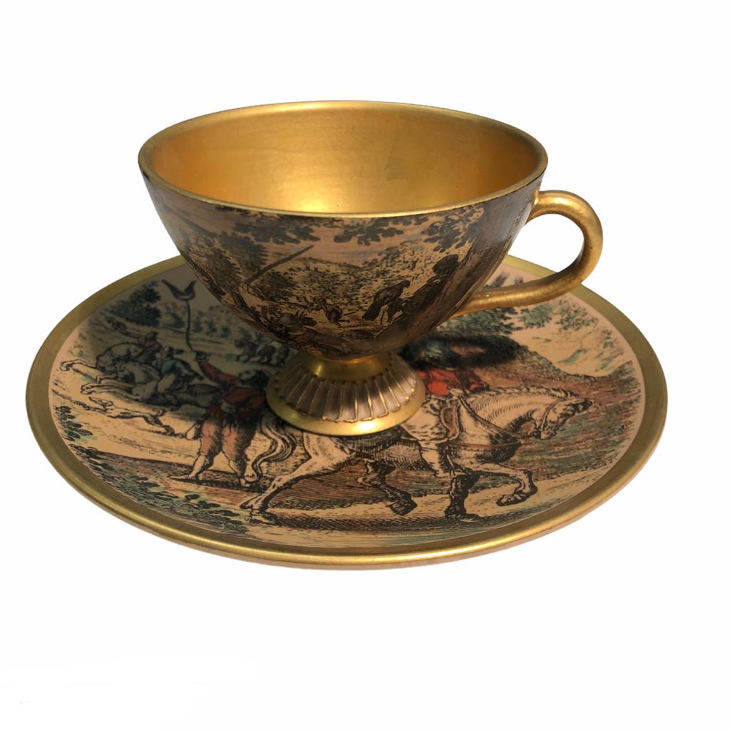Tazza e piatto vintage in ceramica Fiorentina