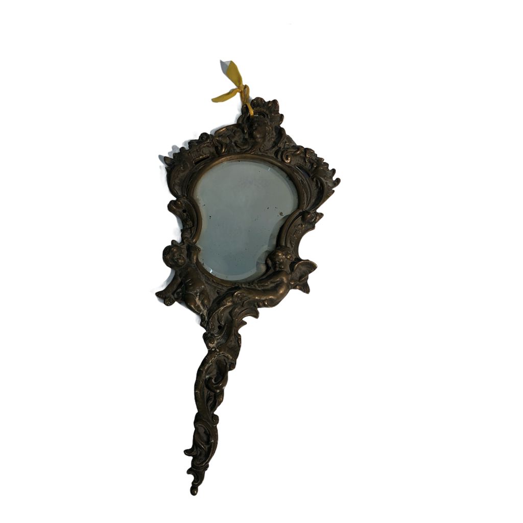 Antico specchio a mano in ottone - La Madonnina